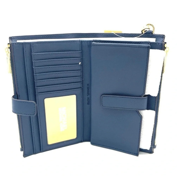 Michael Kors Large Double Zip Wallet Wristlet Navy Blue (NWT) - Picture 5 of 7